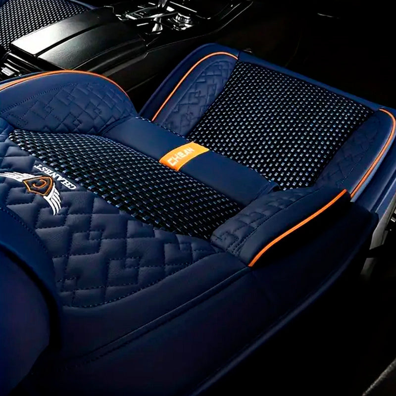 Housse Complète pour Sièges de Voiture en Cuir Véritable Universelle Italian + CADEAU : Tapis Intégral Offert