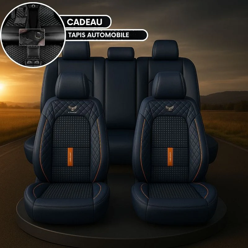 Housse Complète pour Sièges de Voiture en Cuir Véritable Universelle Italian + CADEAU : Tapis Intégral Offert