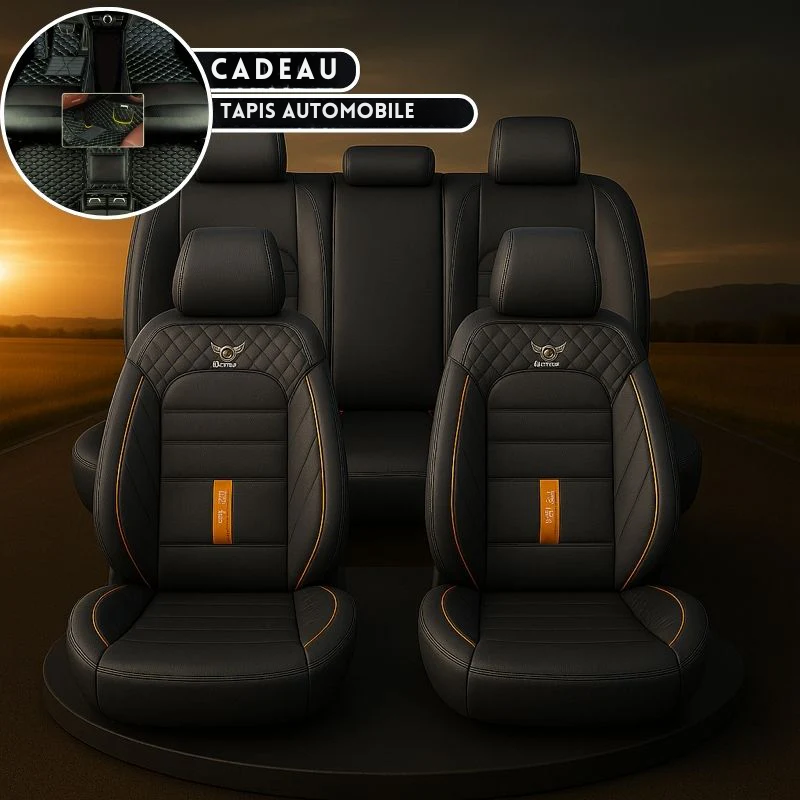 Housse Complète pour Sièges de Voiture en Cuir Véritable Universelle Italian + CADEAU : Tapis Intégral Offert