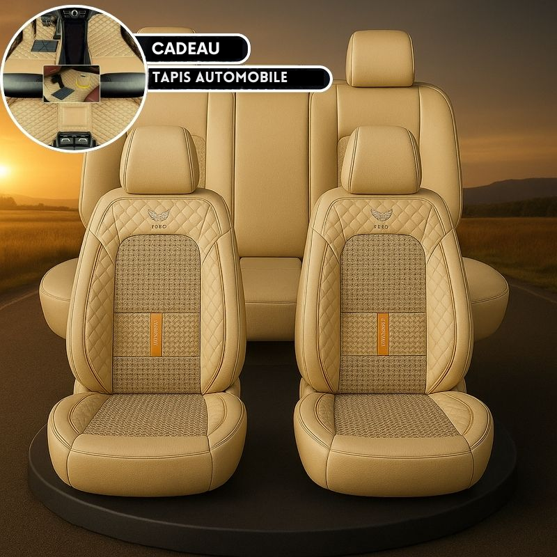 Housse Complète pour Sièges de Voiture en Cuir Véritable Universelle Italian + CADEAU : Tapis Intégral Offert