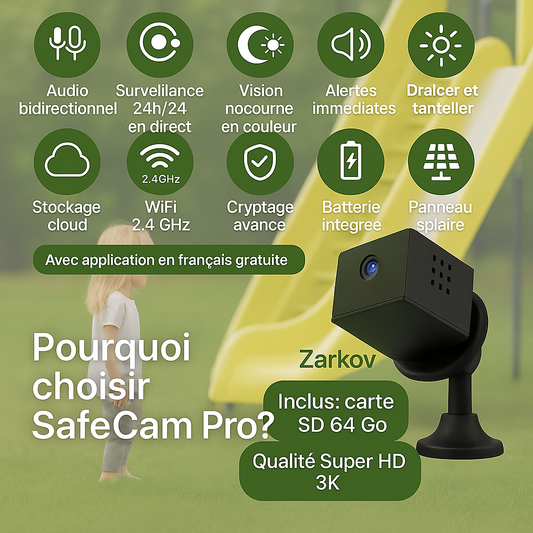 SafeCam Pro | Sécurité Totale – Même Sans Internet ni Électricité