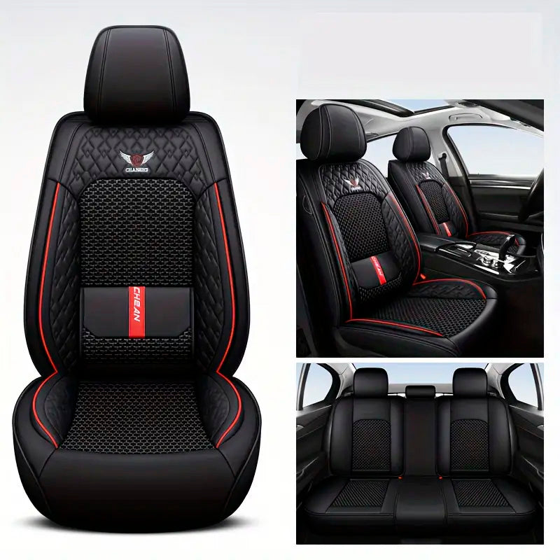Housse Complète pour Sièges de Voiture en Cuir Véritable Universelle Italian + CADEAU : Tapis Intégral Offert