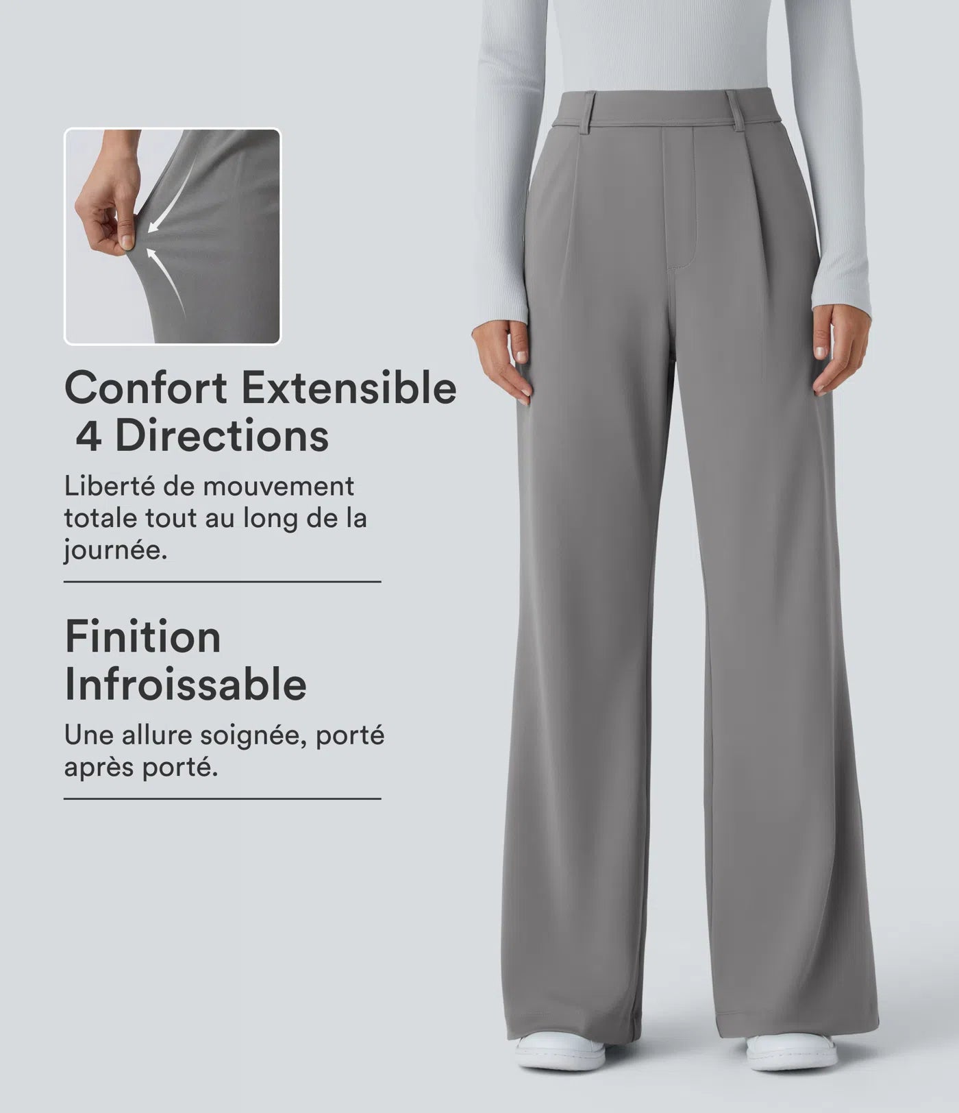 Pantalon tailleur évasé taille haute DayStretch avec poches