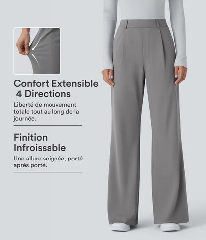 Pantalon tailleur évasé taille haute DayStretch avec poches