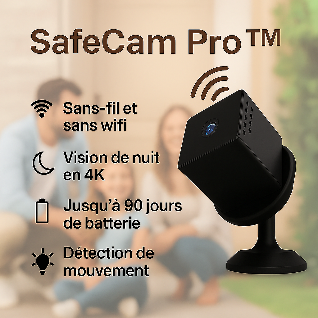 Safcon Camera SafeCam Pro | Sécurité Totale – Même Sans Internet ni Électricité – Zarkov