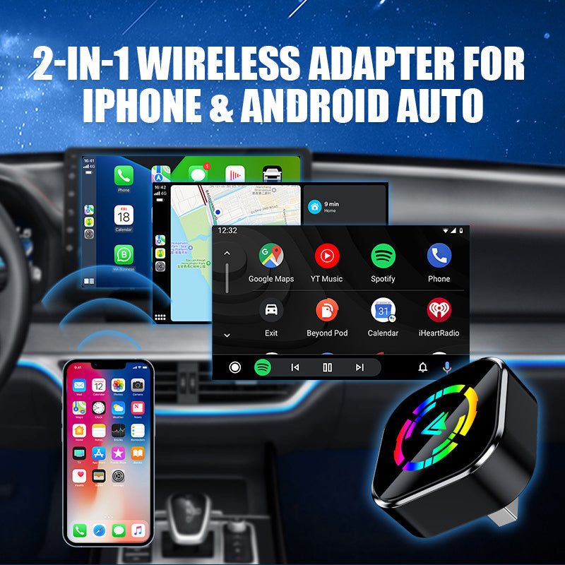 [PROMOTION - Dernières unités] ⚡Adaptateur sans fil 2-en-1 pour iPhone et Android Car