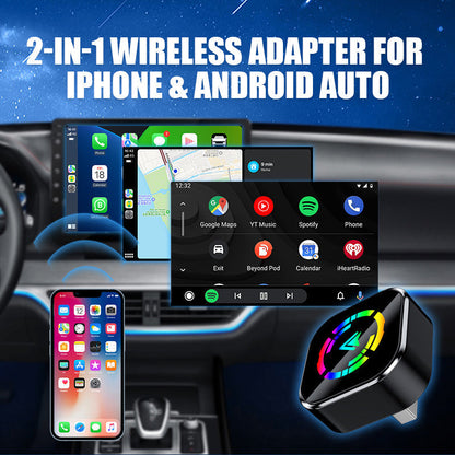 [PROMOTION - Dernières unités] ⚡Adaptateur sans fil 2-en-1 pour iPhone et Android Car