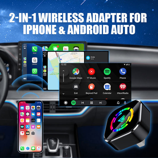 [PROMOTION - Dernières unités] ⚡Adaptateur sans fil 2-en-1 pour iPhone et Android Car