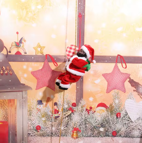 ( 🎉Promotion de Noël anticipée -50 %🎄 ) Père Noël musical grimpant à la corde
